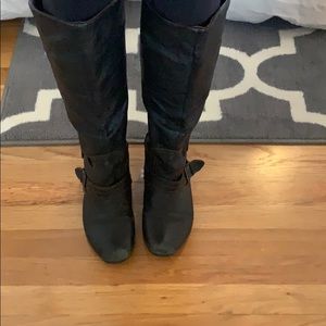 Black Leather Moto Boots